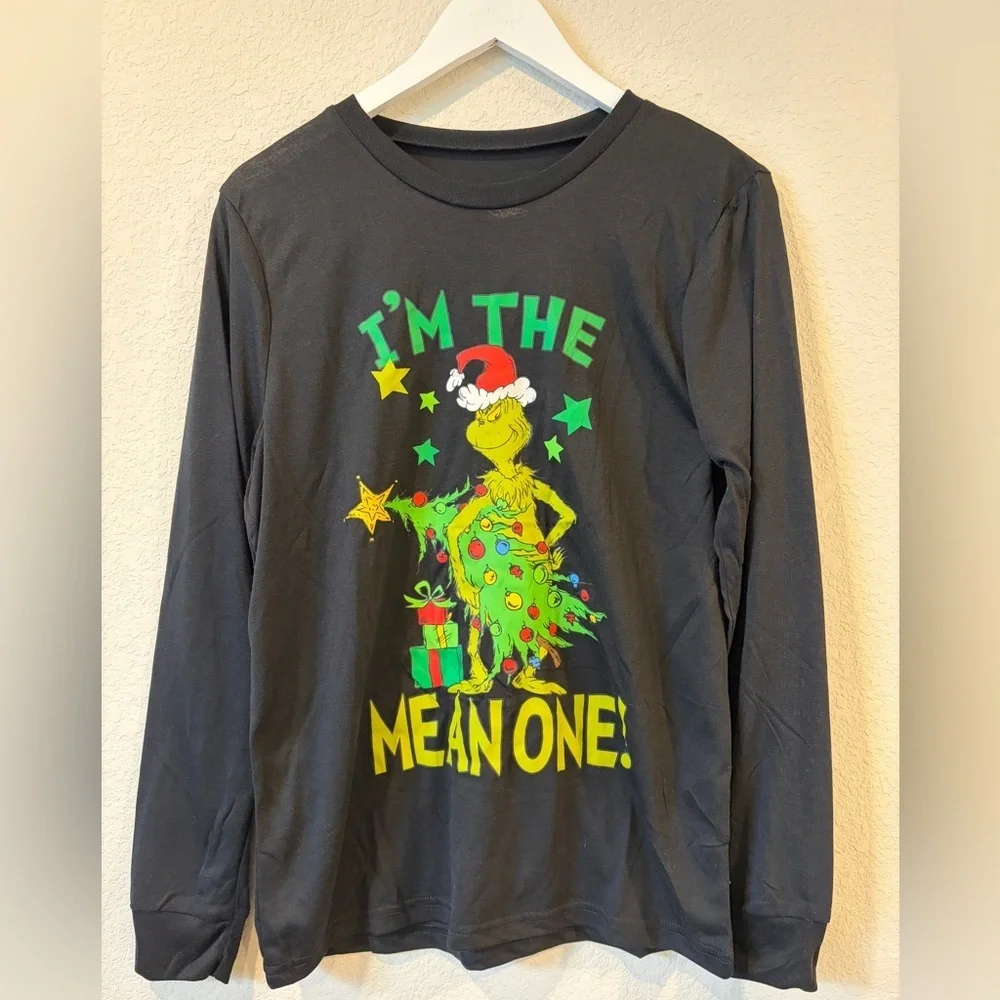 Dr. Seuss Grinch Men’s I’m The Mean One Christmas Fleece Pant PJ set - Small